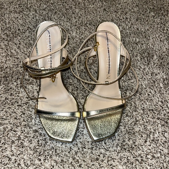 Stuart Weitzman Gold 8.5 Tie Up Heeled Sandals - Picture 4 of 6